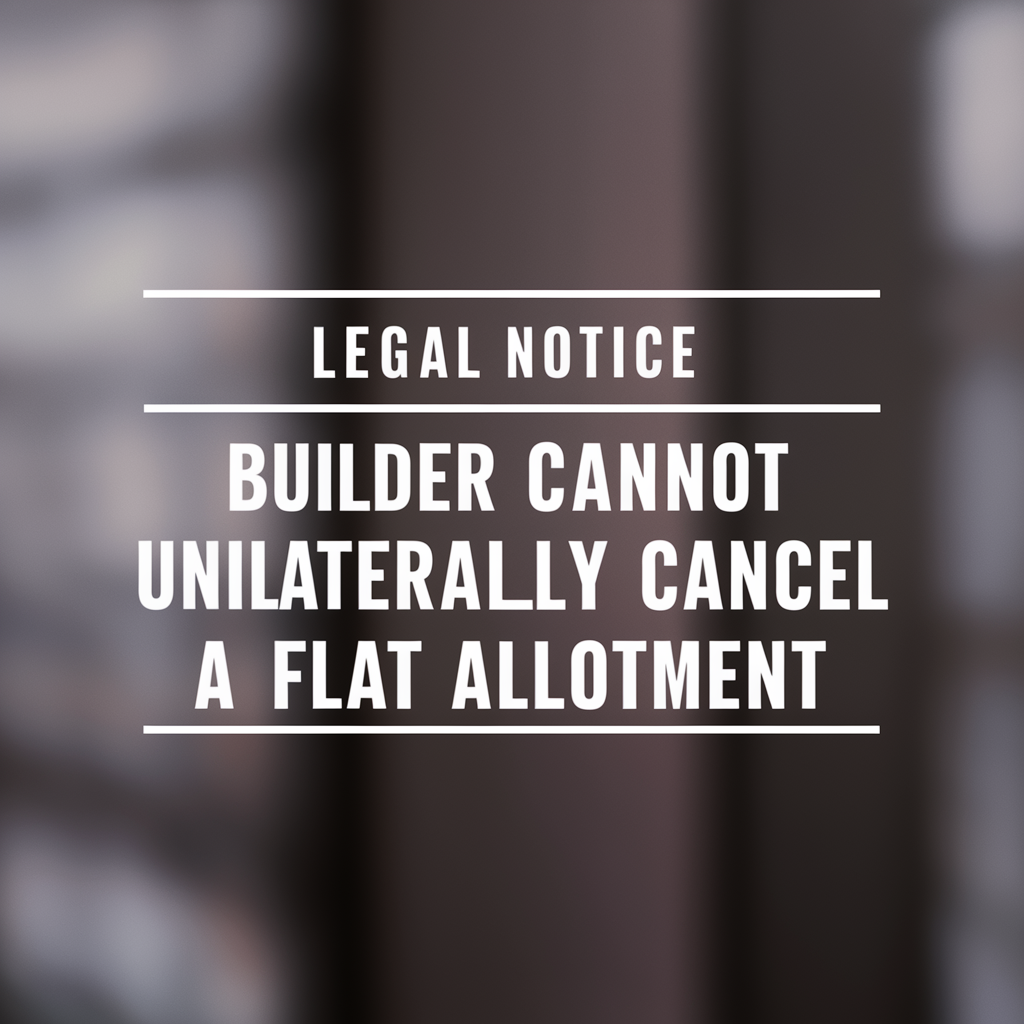 Builder Cannot Unilaterally Cancel a Flat Allotment