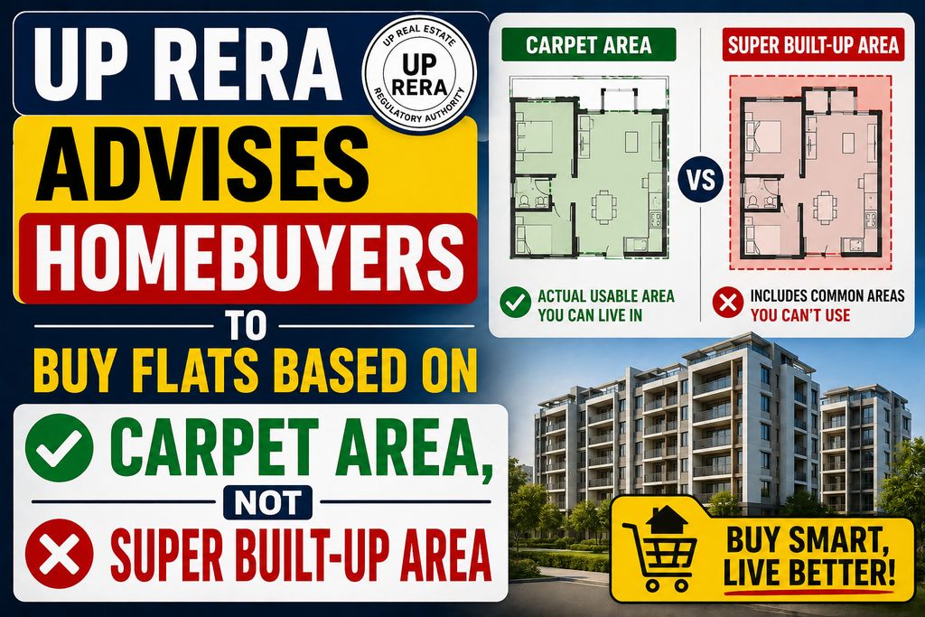 UP RERA has advised homebuyers to evaluate flats based on carpet area instead of super built-up area, stating that carpet area reflects the actual usable living space under RERA rules.