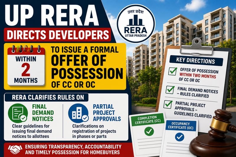 UP RERA New Possession Rules: Offer Within 2 Months of CC or OC