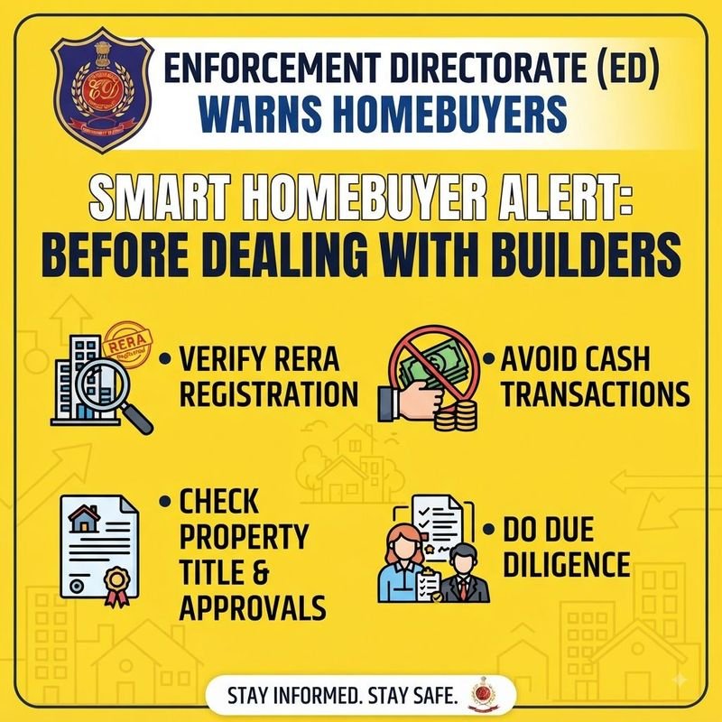 ED Warns Homebuyers: Check RERA, Avoid Cash and Verify Builder